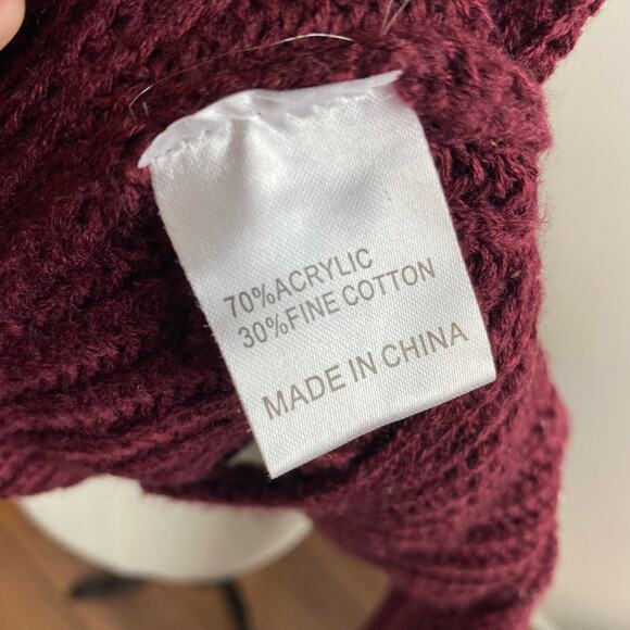 LF Seek the Label Burgundy Cutout Sleeve Chunky Knit Oversized Sweater Small - Picture 6 of 7